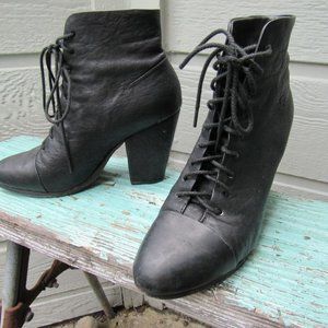 Rag & Bone MILES Lace-Up Boot EU 38.5 Women's US 8.5 Black Leather Bootie Used